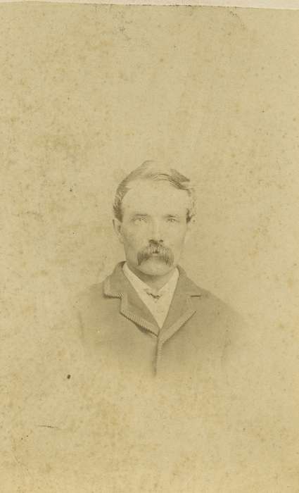 history of Iowa, Portraits - Individual, Iowa History, Maquoketa, IA, man, Iowa, Olsson, Ann and Jons, mustache, carte de visite, jacket
