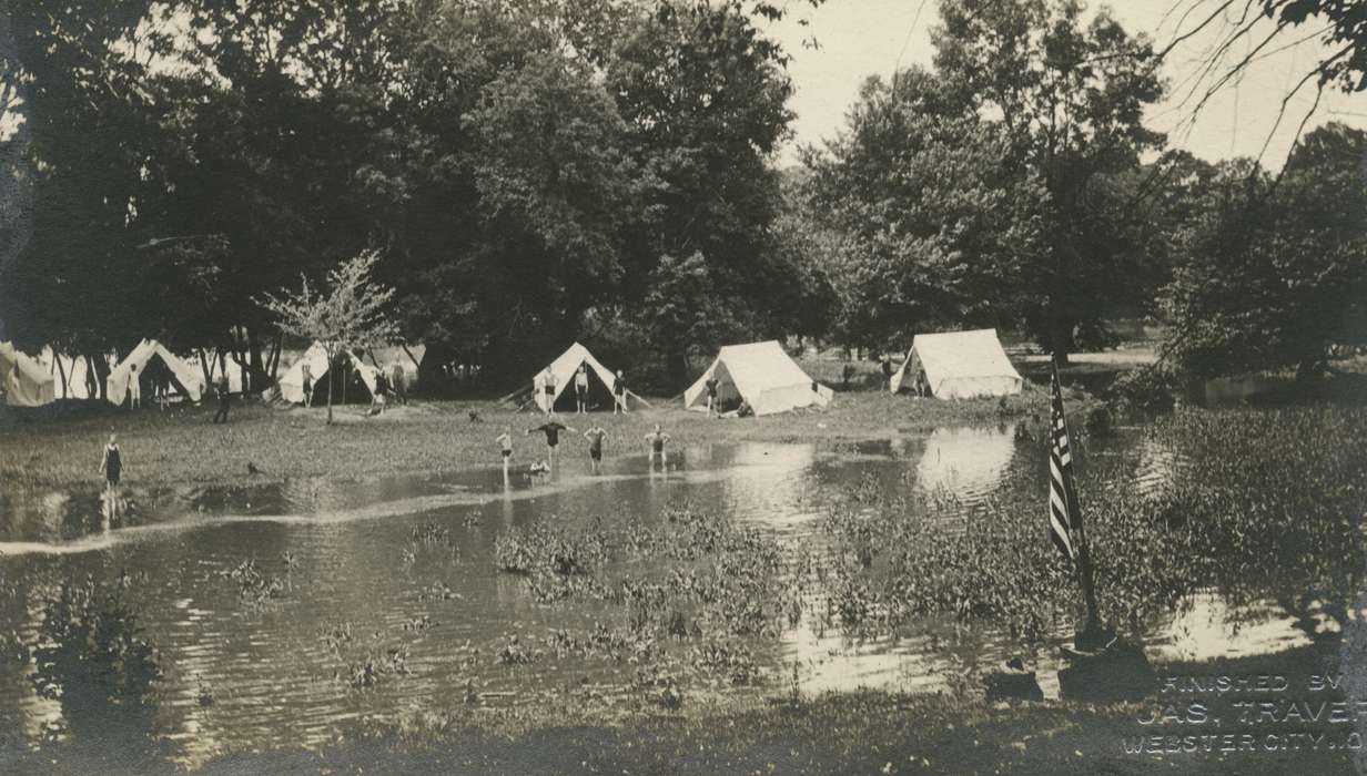 Iowa History, tent, Lakes, Rivers, and Streams, Iowa, McMurray, Doug, Hamilton County, IA, history of Iowa, Outdoor Recreation, Children, river, boy scouts