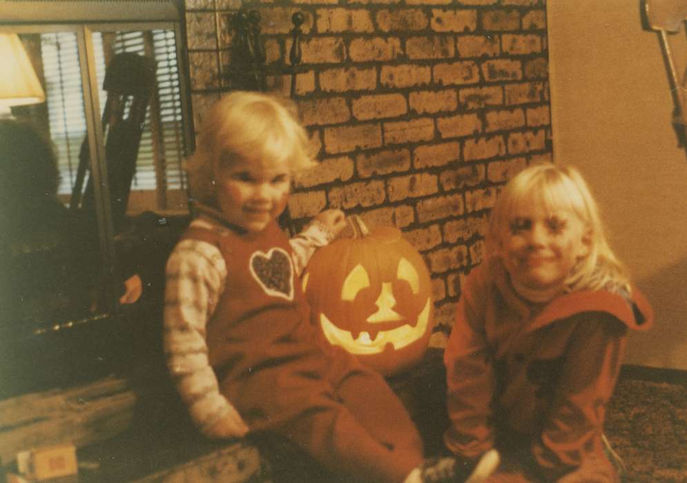 Portraits - Group, Iowa, fireplace, East, Lindsey, Iowa History, Children, Homes, jack-o-lantern, Reinbeck, IA, halloween, history of Iowa, costume