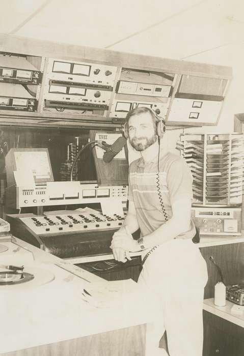 Waverly Public Library, history of Iowa, Iowa History, Entertainment, radio, headphones, Waverly, IA, Iowa, Labor and Occupations, radio station, Portraits - Individual