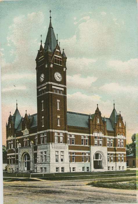 history of Iowa, Iowa History, courthouse, clock, Dean, Shirley, Manchester, IA, Iowa, Cities and Towns