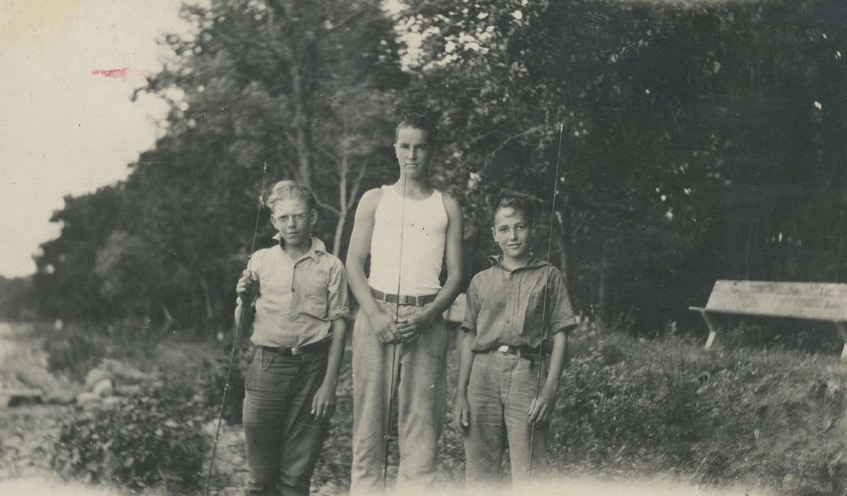 Portraits - Group, boy scouts, Clear Lake, IA, history of Iowa, Iowa History, fishing rods, Iowa, Outdoor Recreation, McMurray, Doug