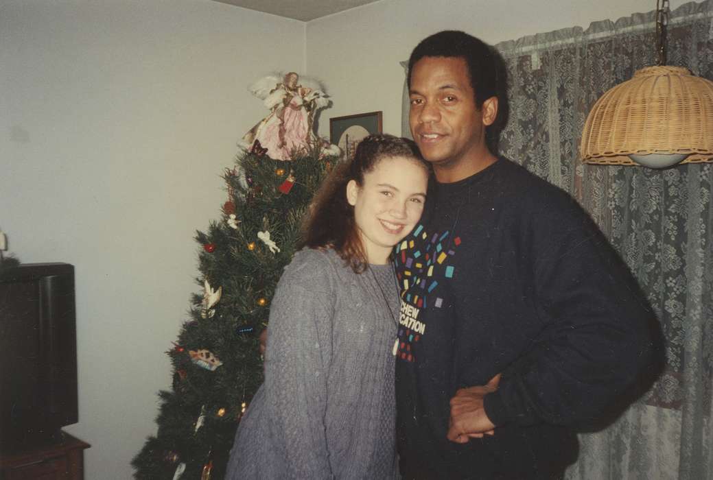 Portraits - Group, curtain, lamp, Iowa, Waterloo, IA, sweater, african american, Homes, People of Color, christmas, East, Ed, christmas tree, history of Iowa, Holidays, Iowa History