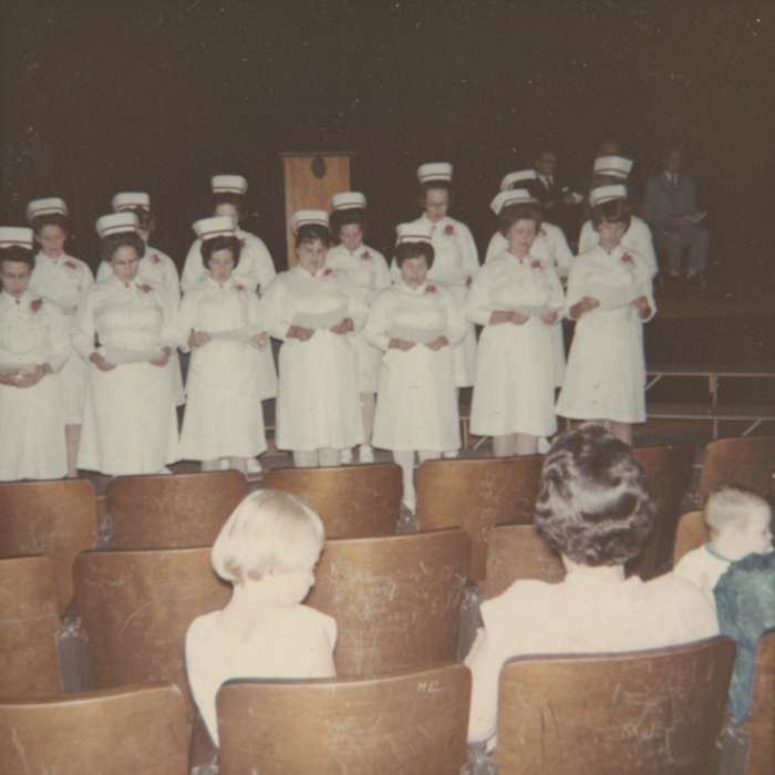 graduation, Iowa History, audience, Schools and Education, Iowa, USA, nurse, auditorium, Hospitals, nurses, history of Iowa, Spilman, Jessie Cudworth