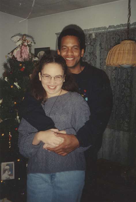 Portraits - Group, curtain, lamp, Iowa, Waterloo, IA, sweater, angel, african american, Homes, People of Color, christmas, East, Ed, christmas tree, history of Iowa, Holidays, Iowa History