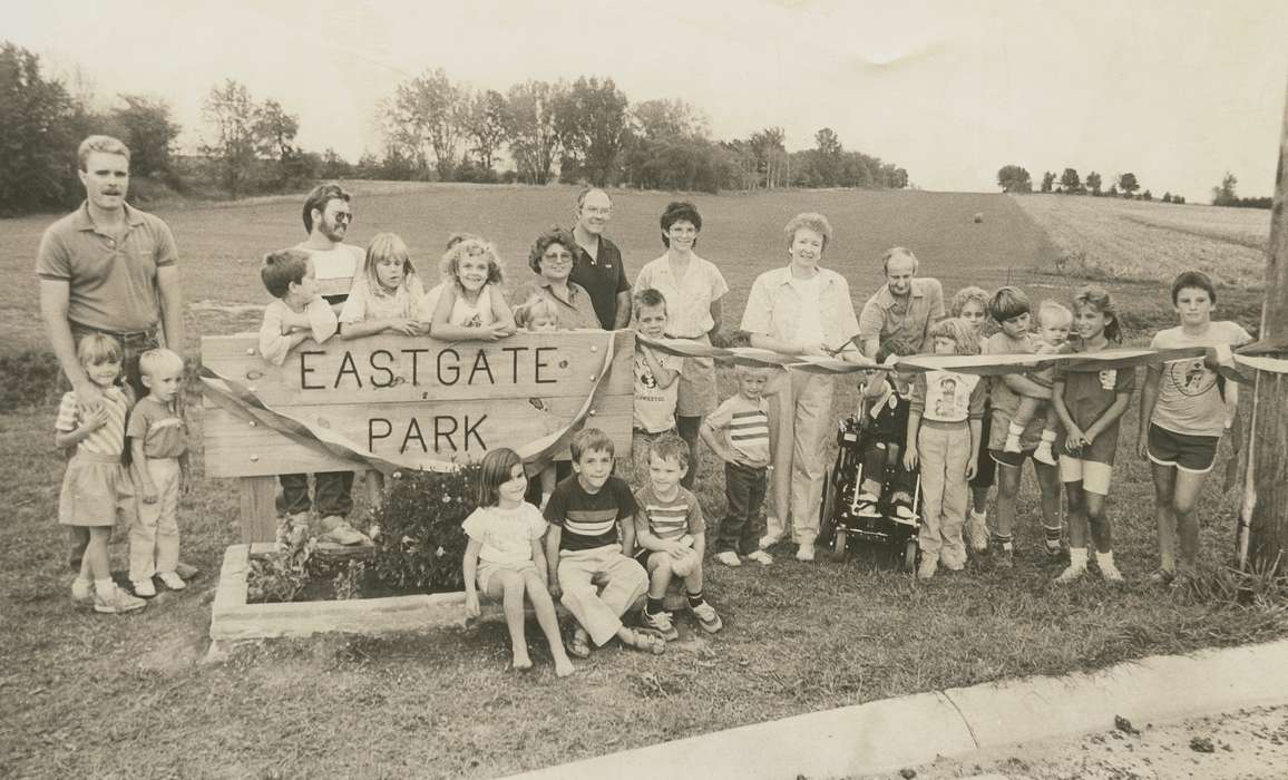 Children, history of Iowa, Portraits - Group, Waverly Public Library, Waverly, IA, Iowa, Outdoor Recreation, park, Iowa History, wheelchair