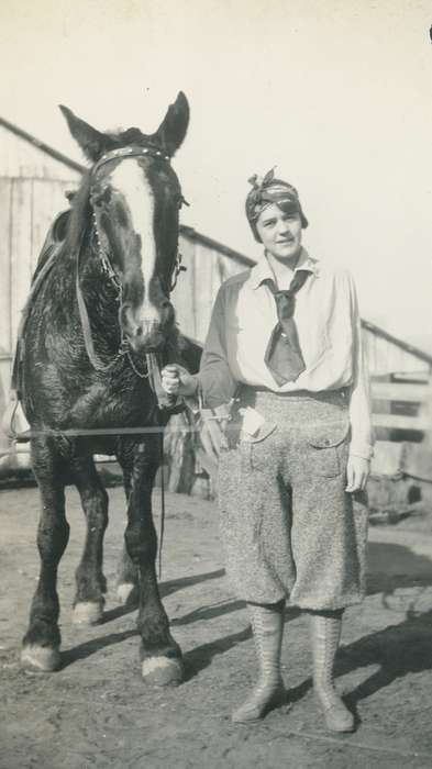 history of Iowa, Iowa History, woman, Iowa, correct date needed, horse, Waverly Public Library, Portraits - Individual