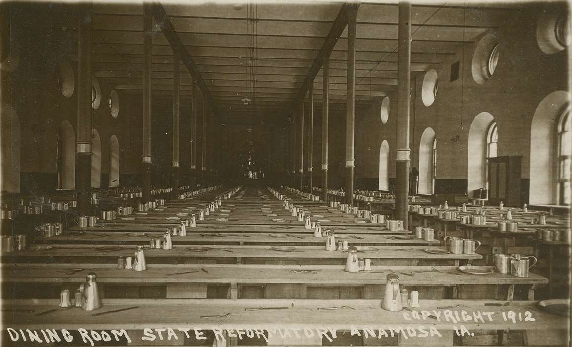 history of Iowa, Iowa History, anamosa state penitentiary, Prisons and Criminal Justice, Iowa, cafeteria, Anamosa, IA, Hatcher, Cecilia