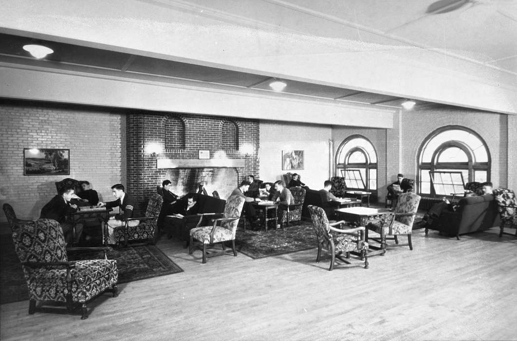 UNI Special Collections & University Archives, history of Iowa, iowa state teachers college, lounge, fireplace, Iowa, uni, chair, Cedar Falls, IA, Iowa History, university of northern iowa, Leisure, Schools and Education