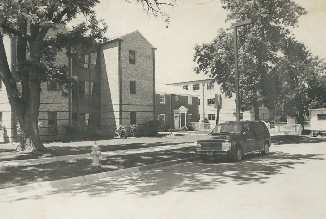 history of Iowa, Iowa History, Motorized Vehicles, window, brick building, car, wartburg, college, Waverly, IA, building, Iowa, Cities and Towns, Schools and Education, door, fire hydrant, tree, Waverly Public Library, wartburg college