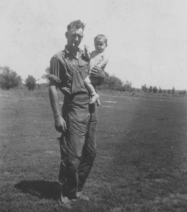 Portraits - Group, baby, Iowa, cigarette, Sibley, IA, Children, Kellen, Catherine, Farms, history of Iowa, Iowa History, overalls