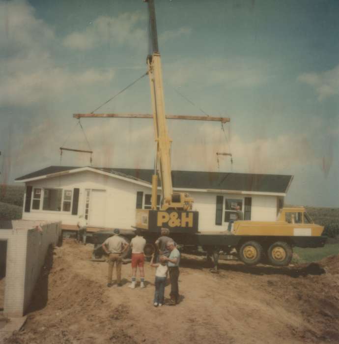 construction, Homes, history of Iowa, Motorized Vehicles, heavy machinery, crane, Maquoketa, IA, Iowa, house, Labor and Occupations, Children, Iowa History, Drake, Jessa