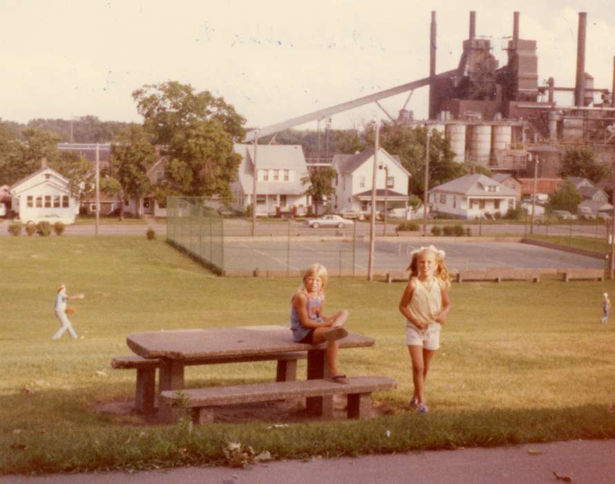 Businesses and Factories, picnic table, Cities and Towns, factory, Children, Iowa, Iowa History, Guild, Allison, Outdoor Recreation, tennis court, Leisure, history of Iowa, Clinton, IA