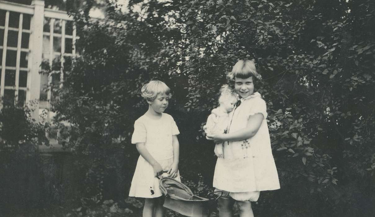 Portraits - Group, history of Iowa, Iowa History, Webster City, IA, play, siblings, doll, Iowa, McMurray, Doug, Children