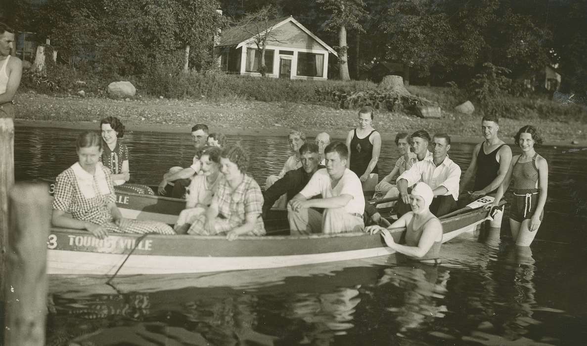 Portraits - Group, Clear Lake, IA, lake, history of Iowa, Iowa History, Lakes, Rivers, and Streams, Iowa, bathing suit, boat, McMurray, Doug, swimsuit, Outdoor Recreation