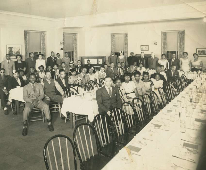 Portraits - Group, african american, Waterloo, IA, Iowa History, Henderson, Jesse, People of Color, history of Iowa, Iowa, Food and Meals, banquet