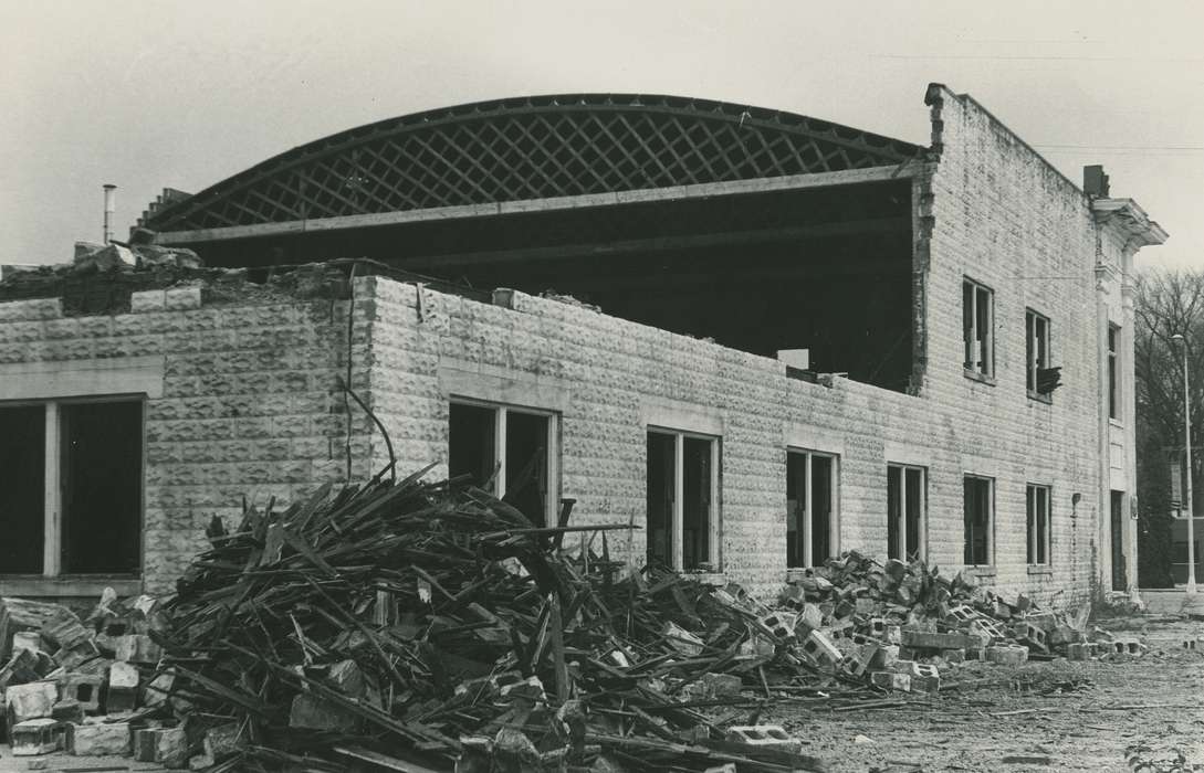 Waverly, IA, history of Iowa, Wrecks, Iowa, demolition, correct date needed, Businesses and Factories, Waverly Public Library, Iowa History