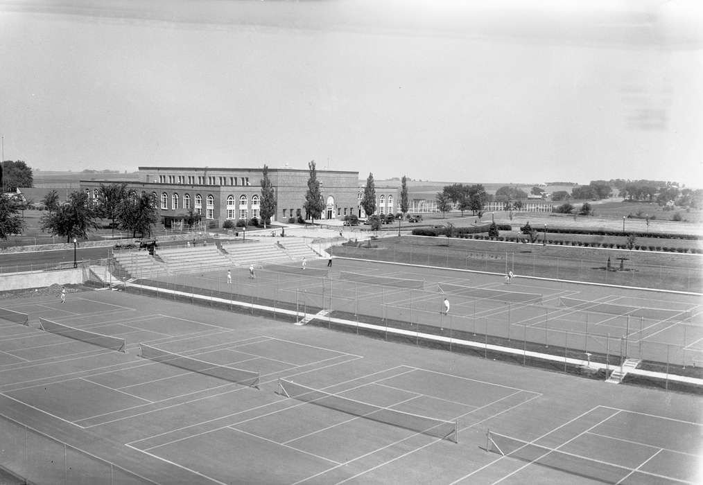 Iowa History, Iowa, Schools and Education, university of northern iowa, iowa state teachers college, uni, Sports, Aerial Shots, gym, tennis court, UNI Special Collections & University Archives, Cedar Falls, IA, history of Iowa