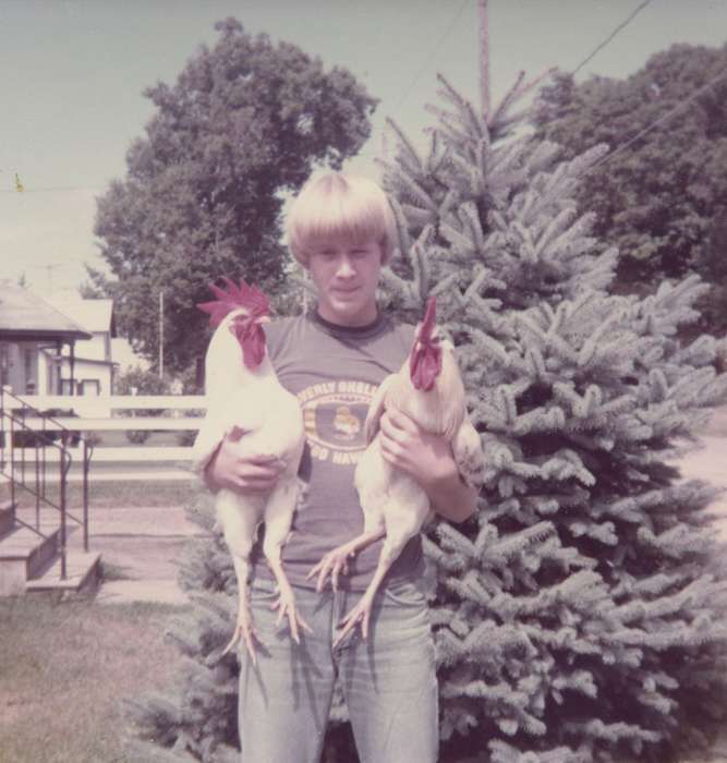 history of Iowa, chicken, Iowa History, Animals, rooster, Liekweg, Amy, Iowa, Shell Rock, IA, Children, Portraits - Individual