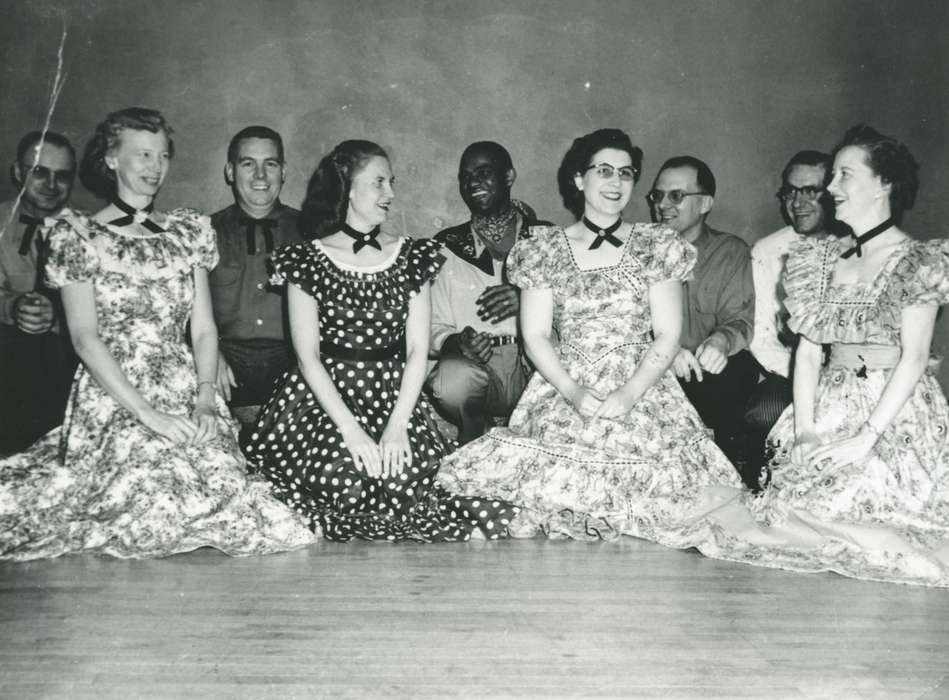 Portraits - Group, Iowa, Waterloo, IA, Iowa History, african american, People of Color, Entertainment, Henderson, Jesse, history of Iowa, dresses, square dance