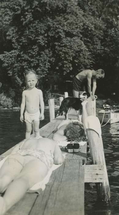 sunning, Clear Lake, IA, history of Iowa, dock, McMurray, Doug, boat, tanning, Lakes, Rivers, and Streams, Iowa, Children, Iowa History, Leisure, water