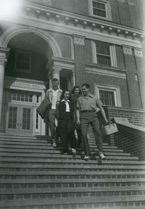 Iowa, UNI Special Collections & University Archives, Schools and Education, stairs, uni, steps, university of northern iowa, students, Cedar Falls, IA, lawther hall, history of Iowa, iowa state teachers college, Iowa History