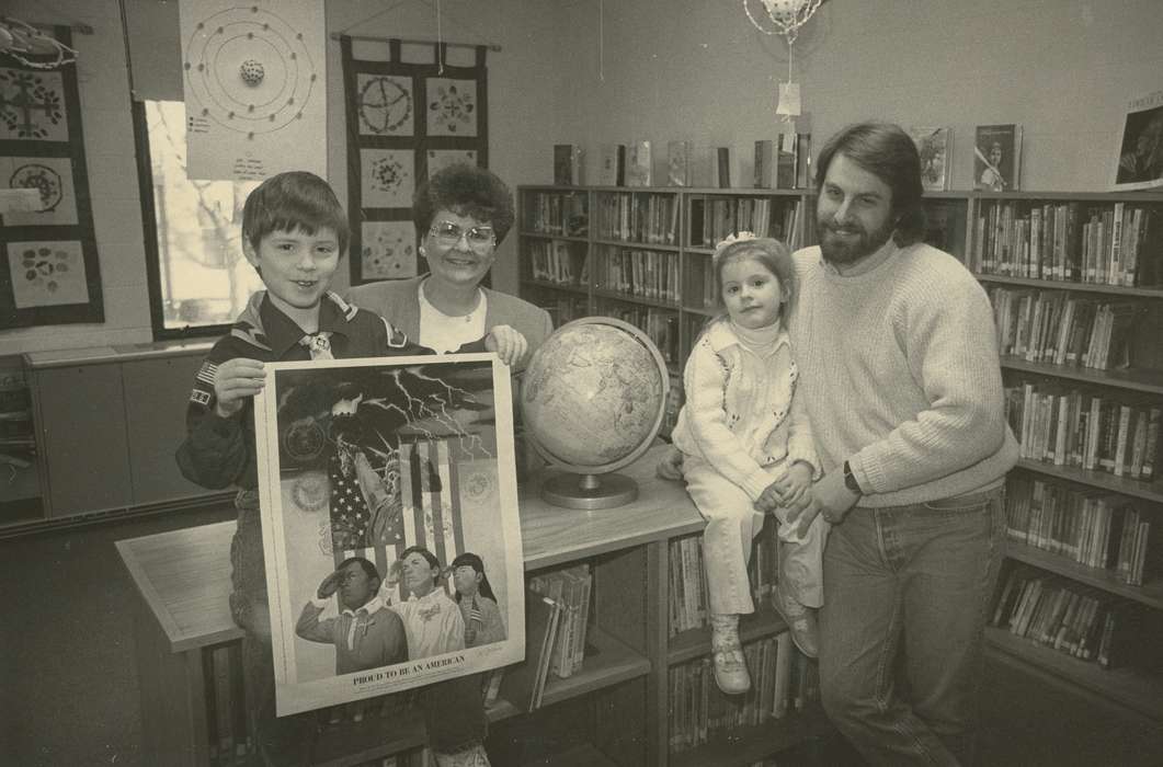 Portraits - Group, poster, history of Iowa, Iowa History, boy scout, library, Waverly, IA, Iowa, Schools and Education, globe, Children, Waverly Public Library