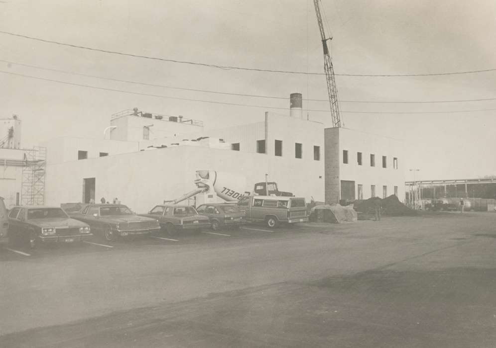 Waverly, IA, cement truck, history of Iowa, Motorized Vehicles, carnation, Iowa, car, correct date needed, Businesses and Factories, building, electric lines, Waverly Public Library, Iowa History