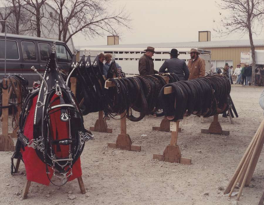 Portraits - Group, Farming Equipment, history of Iowa, Iowa History, Motorized Vehicles, Businesses and Factories, sale barn, Iowa, Cities and Towns, horse trailer, correct date needed, horse collar, Waverly Public Library, Labor and Occupations
