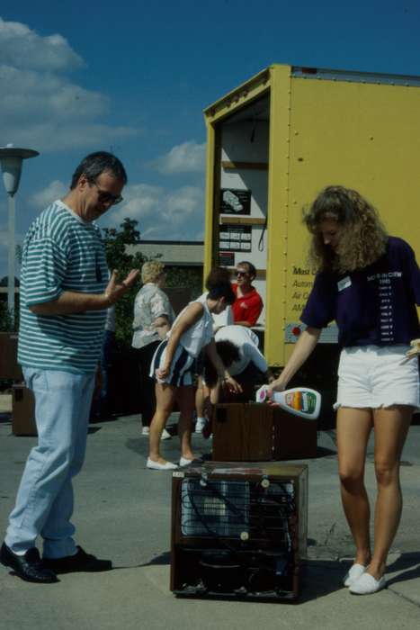 Iowa History, Iowa, Motorized Vehicles, Schools and Education, university of northern iowa, parking lot, moving truck, uni, UNI Special Collections & University Archives, Cedar Falls, IA, history of Iowa