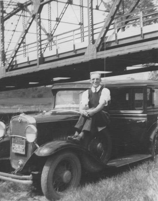 bridge, history of Iowa, Iowa History, Motorized Vehicles, car, Cresco, IA, Iowa, Cities and Towns, Ollendieck, Dalene, Portraits - Individual