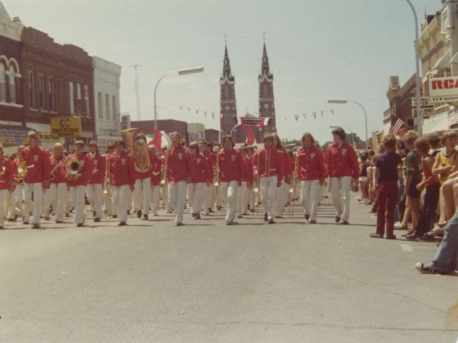 uniforms, Dyersville, IA, Iowa History, Iowa, marching band, parade, Entertainment, Forkenbrock, Lois, Main Streets & Town Squares, instruments, history of Iowa