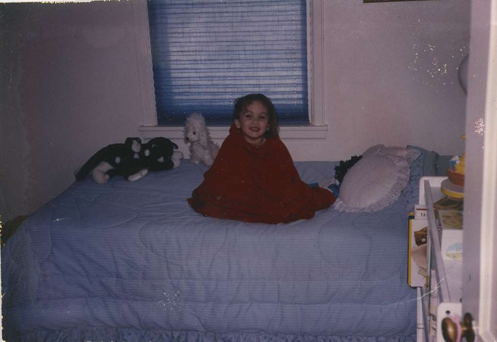 curtain, bedroom, stuffed animal, Iowa, Waterloo, IA, toy, Children, african american, Homes, People of Color, Portraits - Individual, book, East, Ed, history of Iowa, blanket, Iowa History