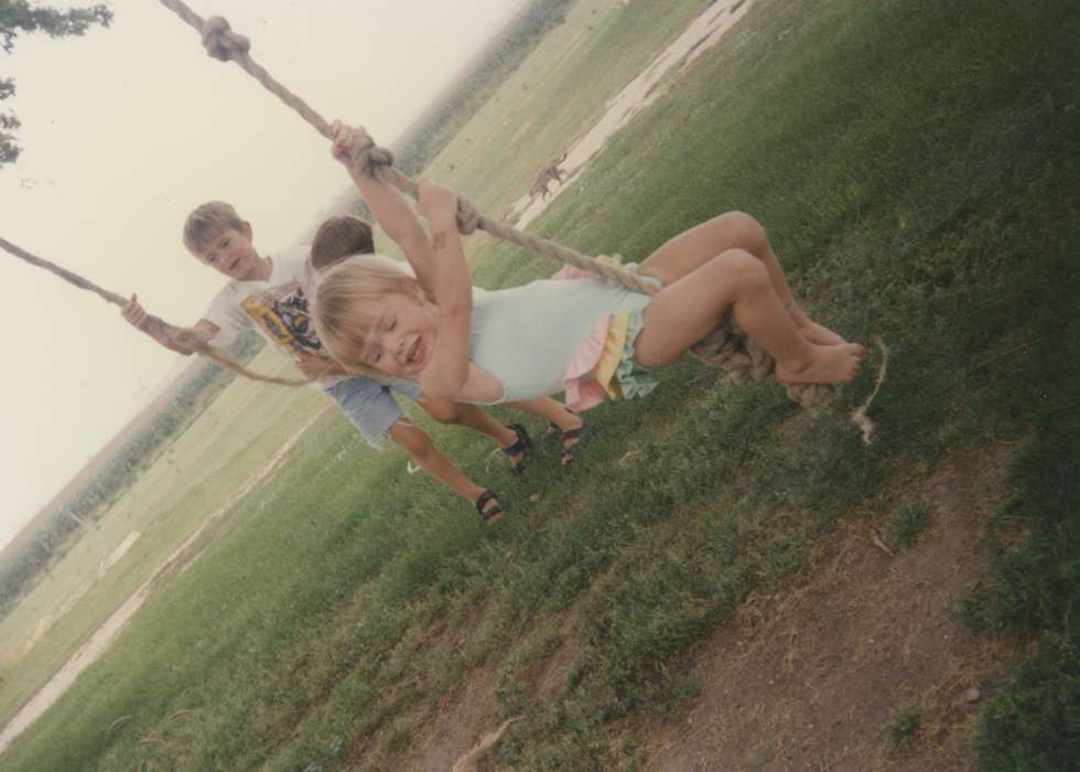 Outdoor Recreation, Iowa, Krogh, Deana, swing, Children, rope swing, Iowa Falls, IA, Farms, history of Iowa, siblings, Iowa History