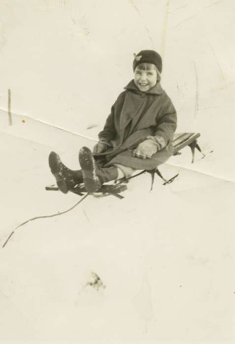 Iowa History, Iowa, history of Iowa, Outdoor Recreation, Holland, John, Winter, Mason City, IA, sledding, sled, snow