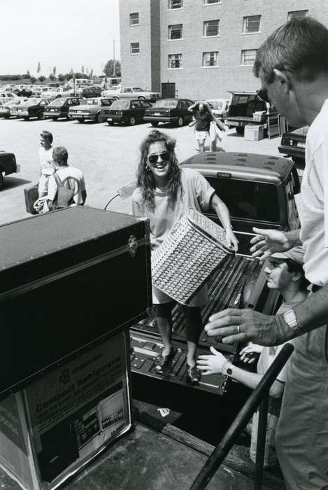 Cedar Falls, IA, dormitory, history of Iowa, Iowa History, uni, Motorized Vehicles, truck, suitcase, car, UNI Special Collections & University Archives, sunglasses, watch, Iowa, Schools and Education, university of northern iowa, Portraits - Individual