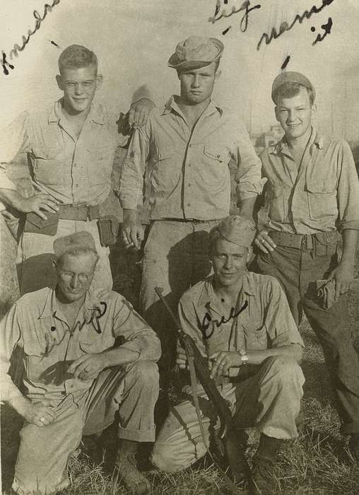 Portraits - Group, uniform, Travel, Iowa, Philippines, Military and Veterans, army, gun, wwii, Rampton, Angela, history of Iowa, Iowa History