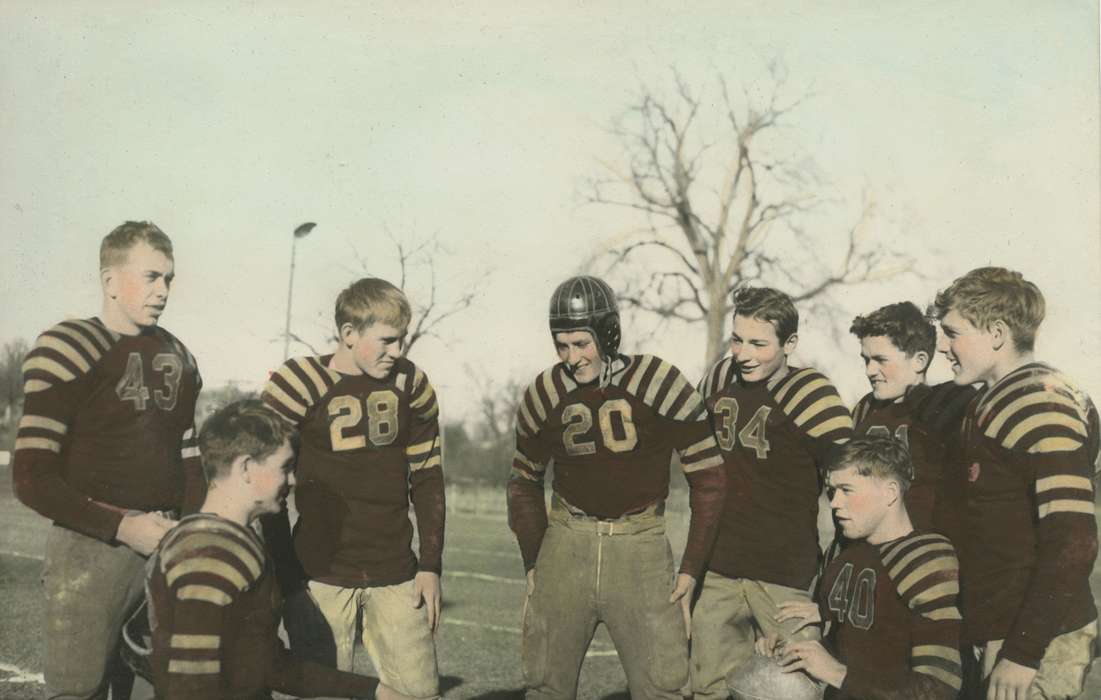 Iowa, Webster City, IA, colorized, McMurray, Doug, football, Sports, history of Iowa, helmet, Iowa History