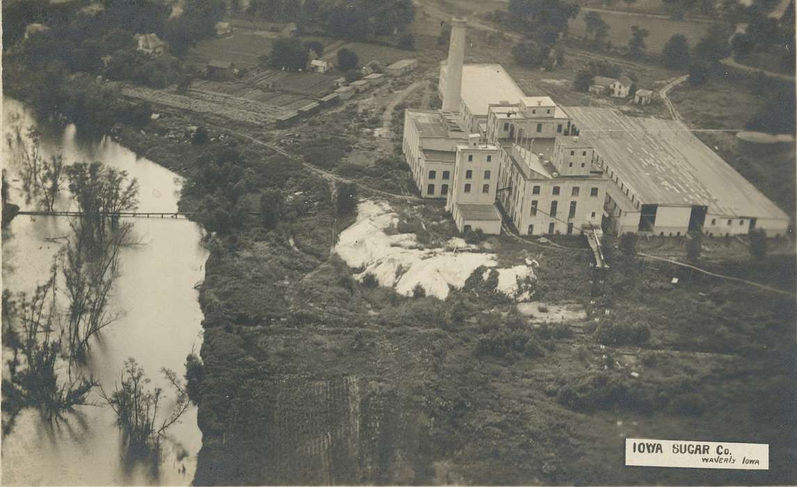 Waverly Public Library, landscape, history of Iowa, Iowa History, Businesses and Factories, Waverly, IA, Iowa, sugar factory, correct date needed, aerial