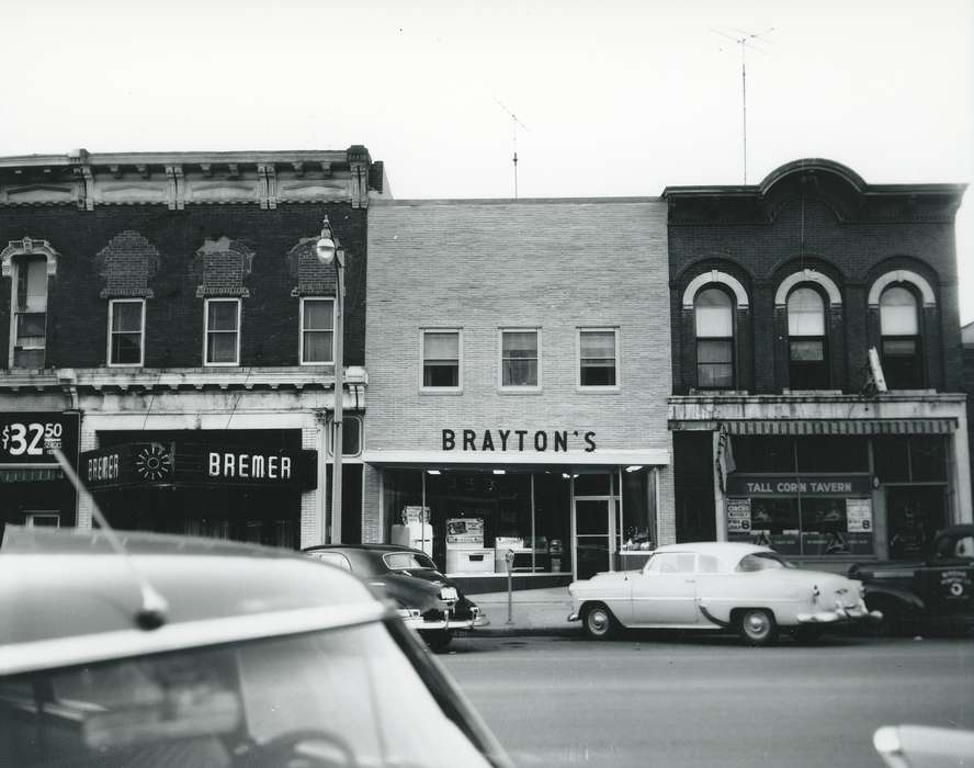 history of Iowa, Waverly Public Library, Main Streets & Town Squares, storefront, car, Iowa, Iowa History, Cities and Towns