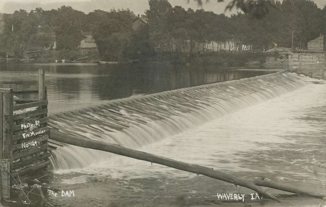 Waverly, IA, cedar river, history of Iowa, Iowa, Lakes, Rivers, and Streams, Waverly Public Library, Iowa History, dam, Landscapes