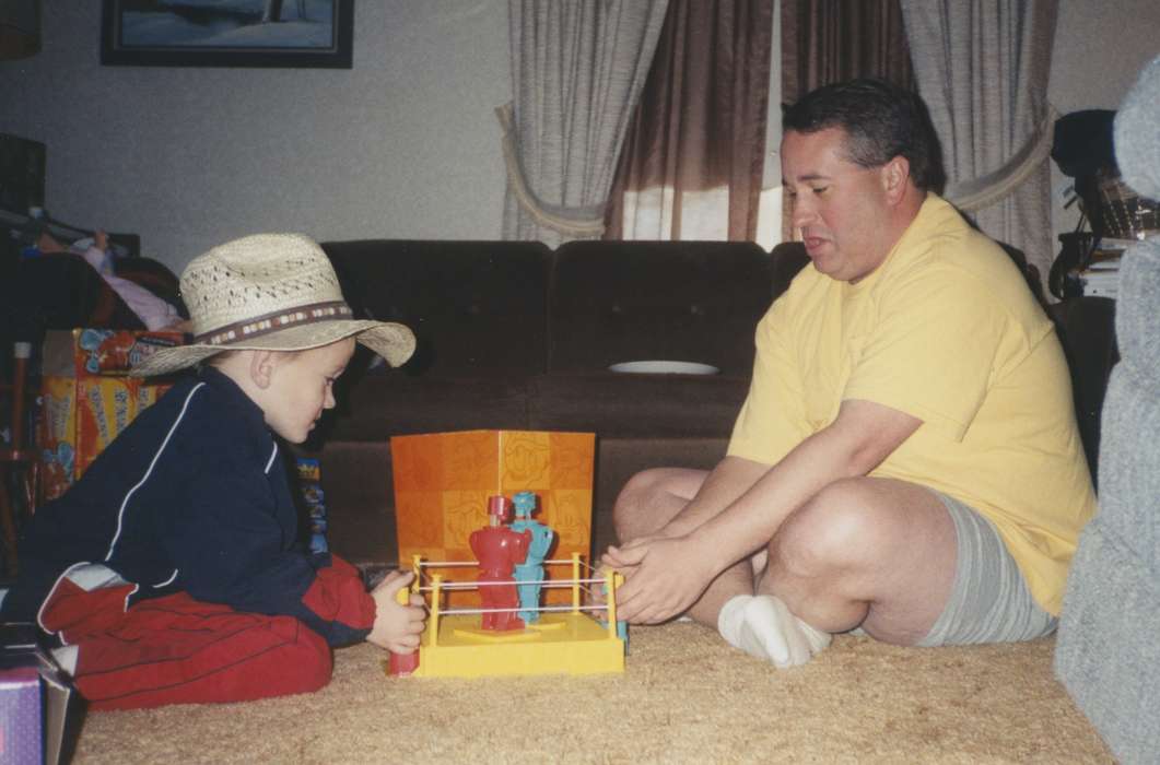 history of Iowa, Iowa History, game, Families, father, hat, VerWoert, Eileen, son, living room, Massena, IA, Iowa, Children, Leisure