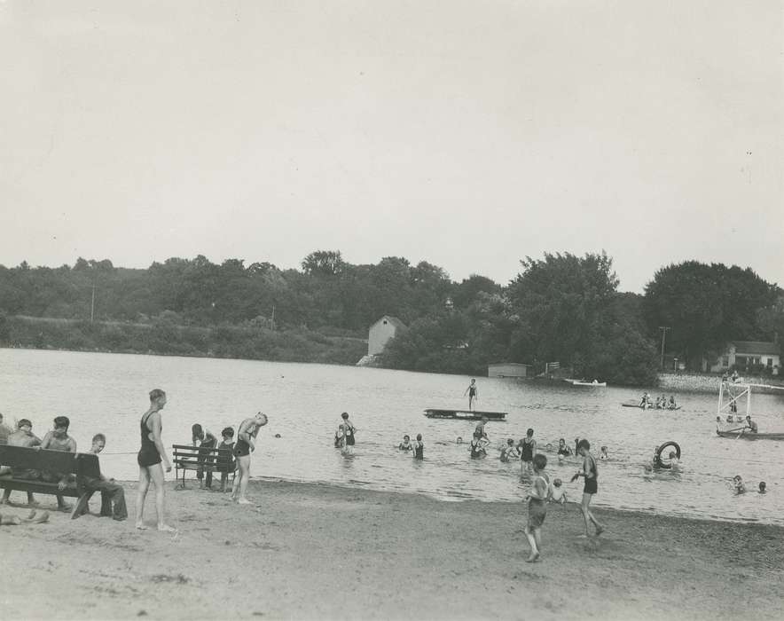 history of Iowa, row boat, Waverly Public Library, Waverly, IA, Iowa, Outdoor Recreation, Iowa History, Lakes, Rivers, and Streams, swimsuit, cedar river, bench