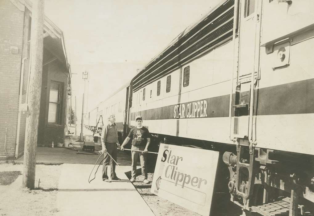 Main Streets & Town Squares, history of Iowa, Iowa History, train cars, Businesses and Factories, depot, Iowa, correct date needed, Cities and Towns, train, Train Stations, passenger train, Waverly Public Library, Labor and Occupations