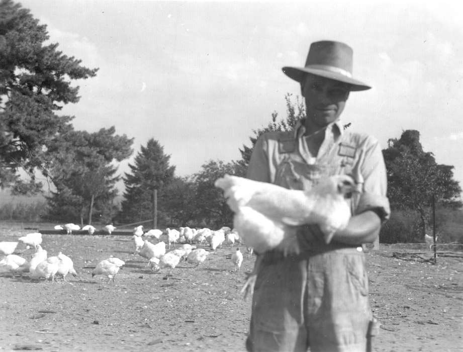 Durr, Elizabeth, Iowa, Animals, hat, history of Iowa, Independence, IA, Farms, chicken, Iowa History