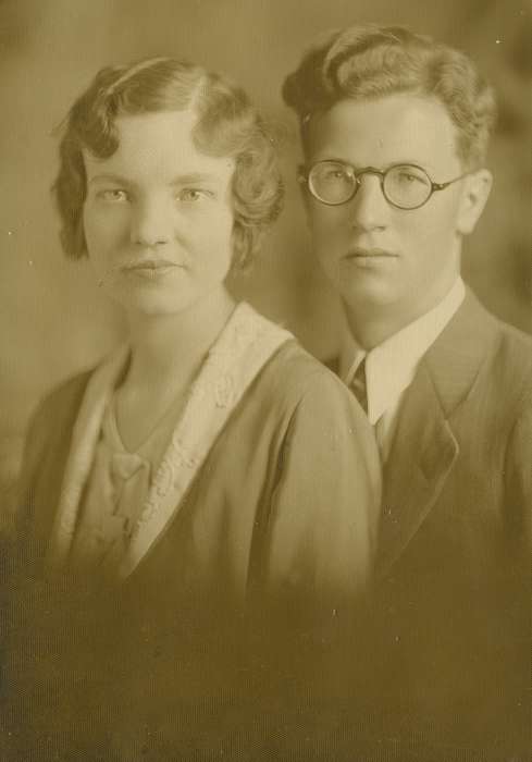 Portraits - Group, glasses, history of Iowa, Iowa, IA, Iowa History, Fink-Bowman, Janna
