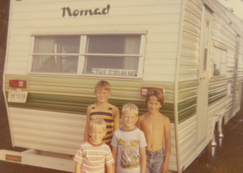 Portraits - Group, Travel, history of Iowa, Iowa History, VerWoert, Jim, brothers, trailer, camper, Iowa, Outdoor Recreation, Children, nomad, Kellogg, IA