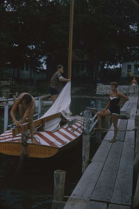 boat hoist, Clear Lake, IA, history of Iowa, Sack, Renata, Iowa History, shore, stripe, stripes, dock, Iowa, Outdoor Recreation, boat, Leisure, sailboat