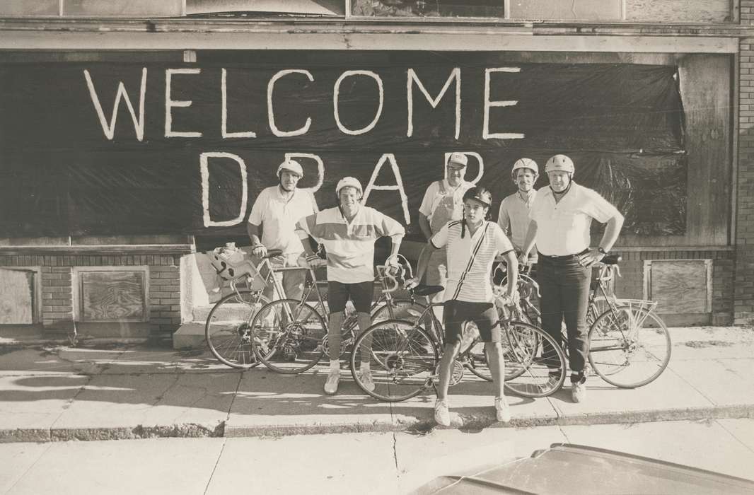 history of Iowa, Entertainment, Portraits - Group, Waverly Public Library, Iowa, helmet, bicycle, Outdoor Recreation, Iowa History, Frederika, IA, biker, Fairs and Festivals