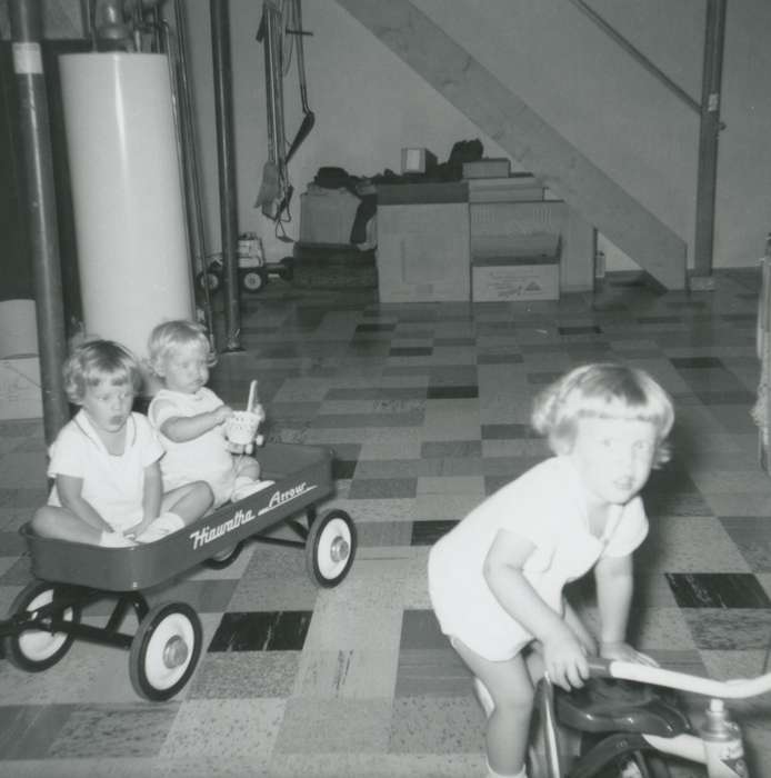 Whitfield, Carla & Richard, history of Iowa, Iowa History, Hiawatha, IA, basement, wagon, Iowa, tricycle, Children, Leisure